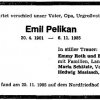 Pelikan Emil 1901-1985 Todesanzeige